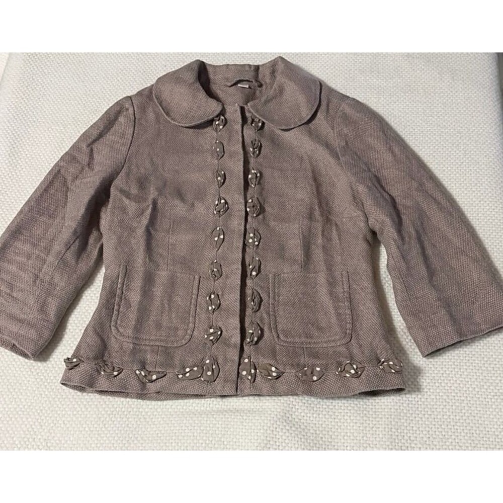 Boden Women’s US 4 UK 8 Brown/Taupe Embellished Button Jacket Statement